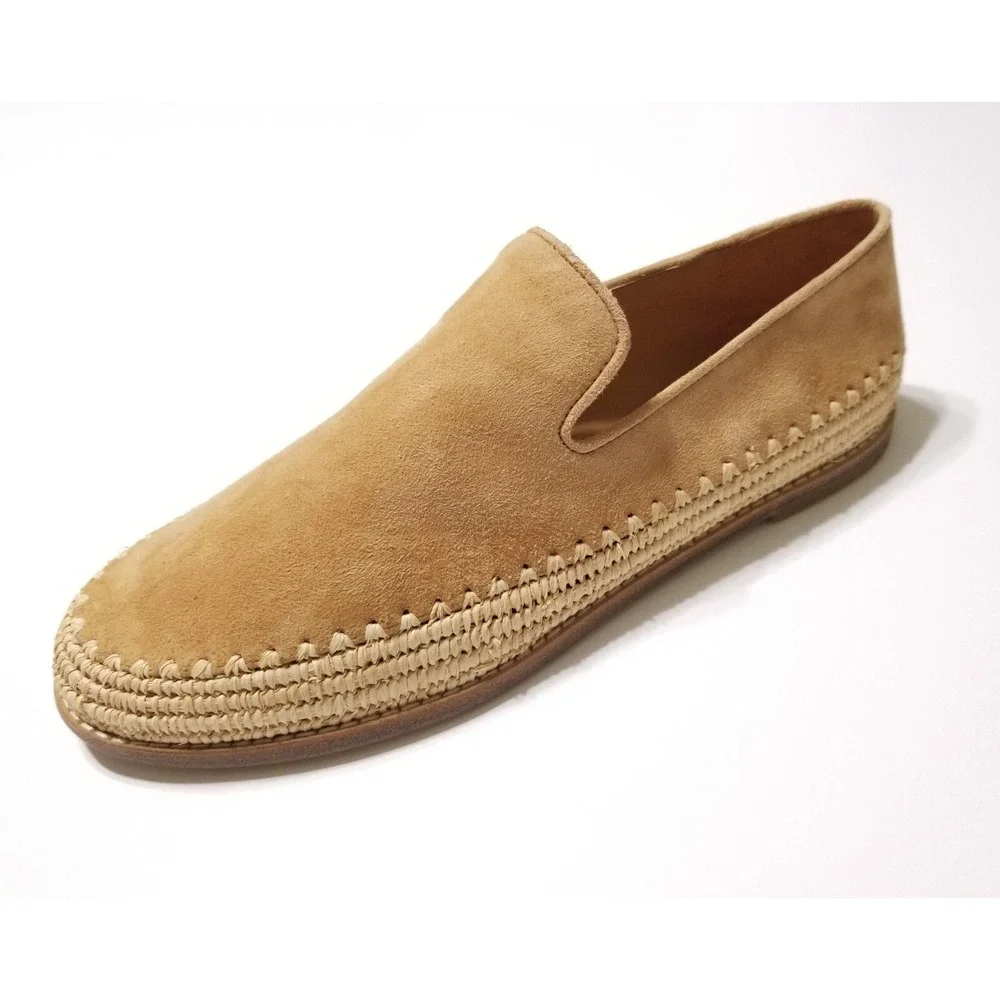 Vince Jalen Suede Leather Espadrille Flat Loafer Roasted Cashew NIB Size 9 $295